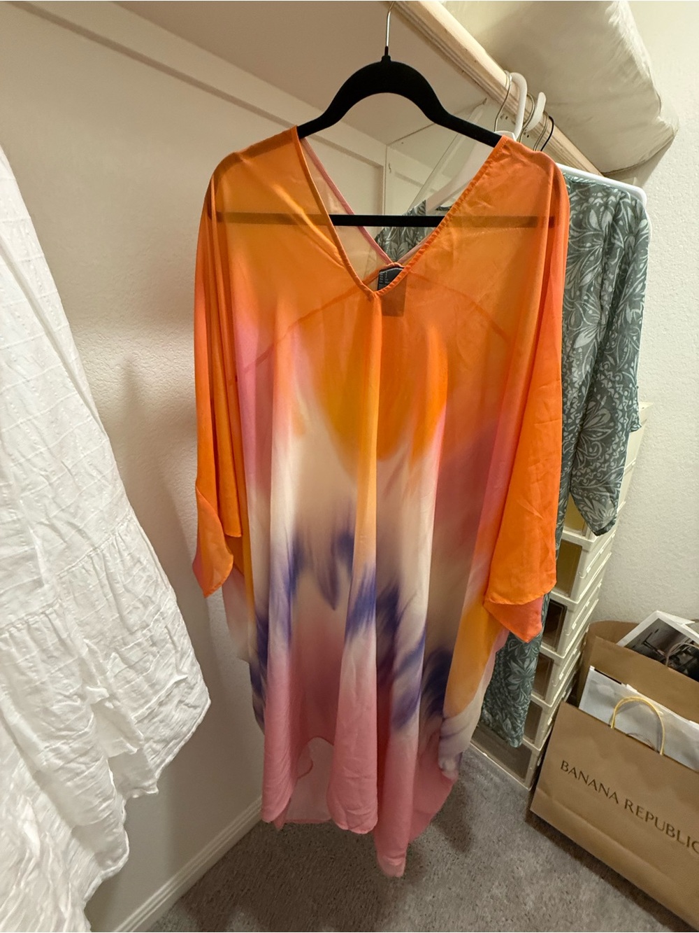 H&M Orange Pink Blue Gradient V-Neck Swim Cover-Up